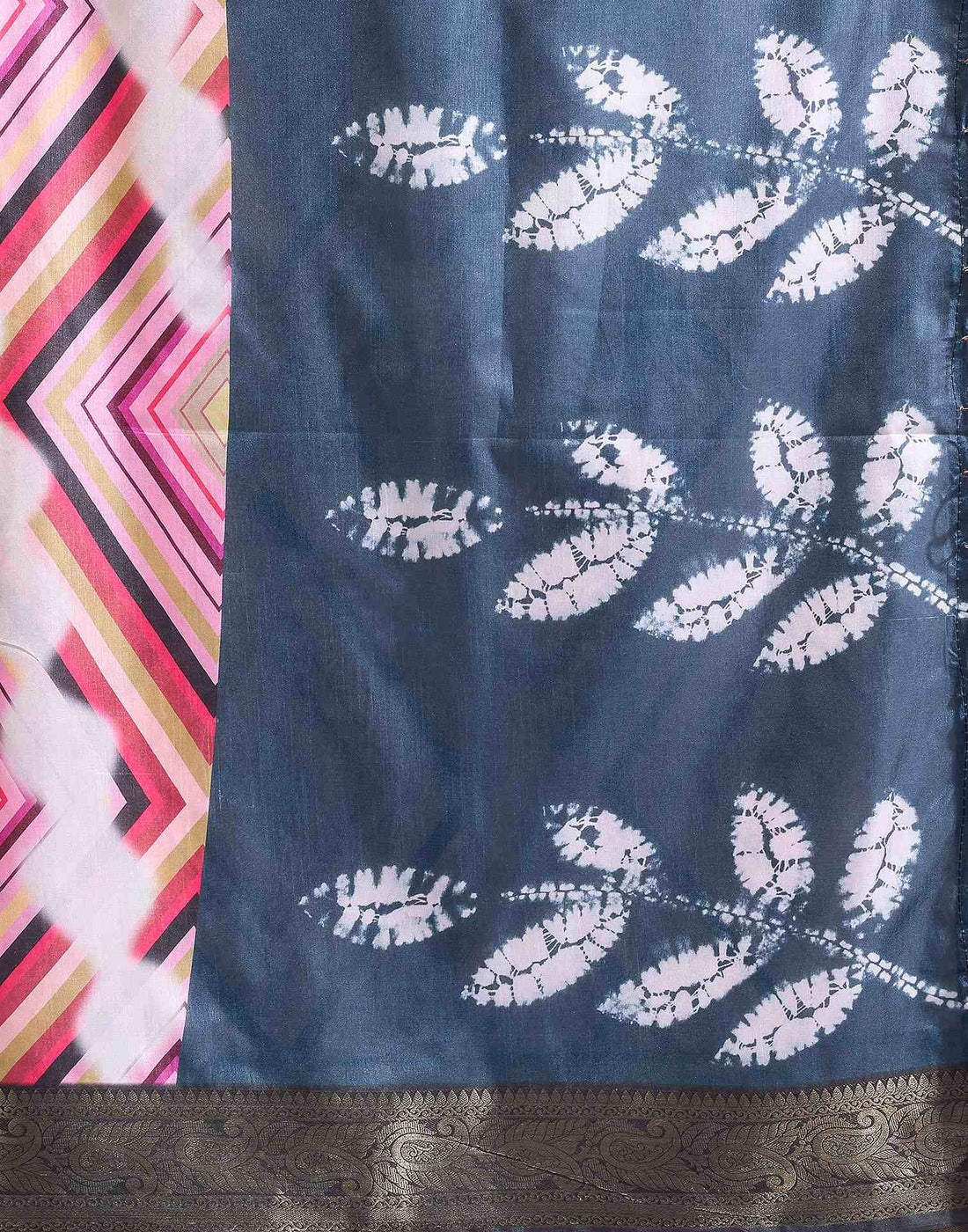 White Tussar Silk Printed Saree
