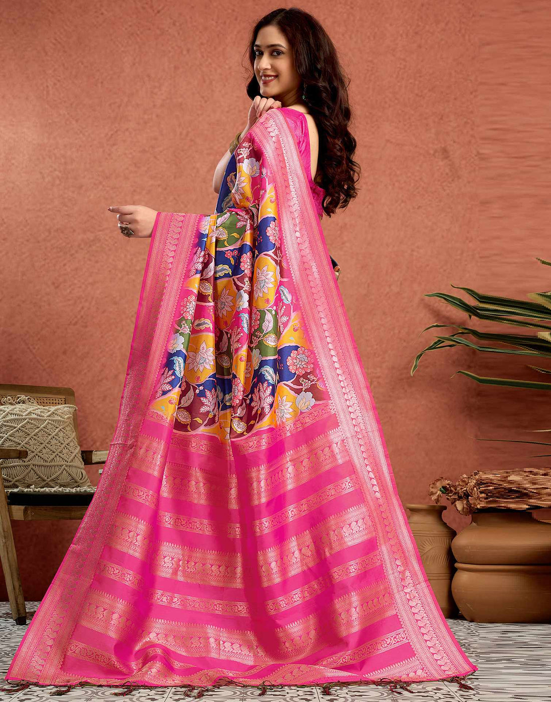Pink Silk Printed Saree