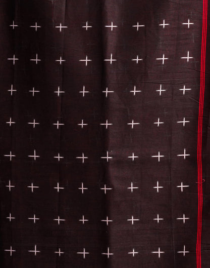 Black Cotton Printed Saree