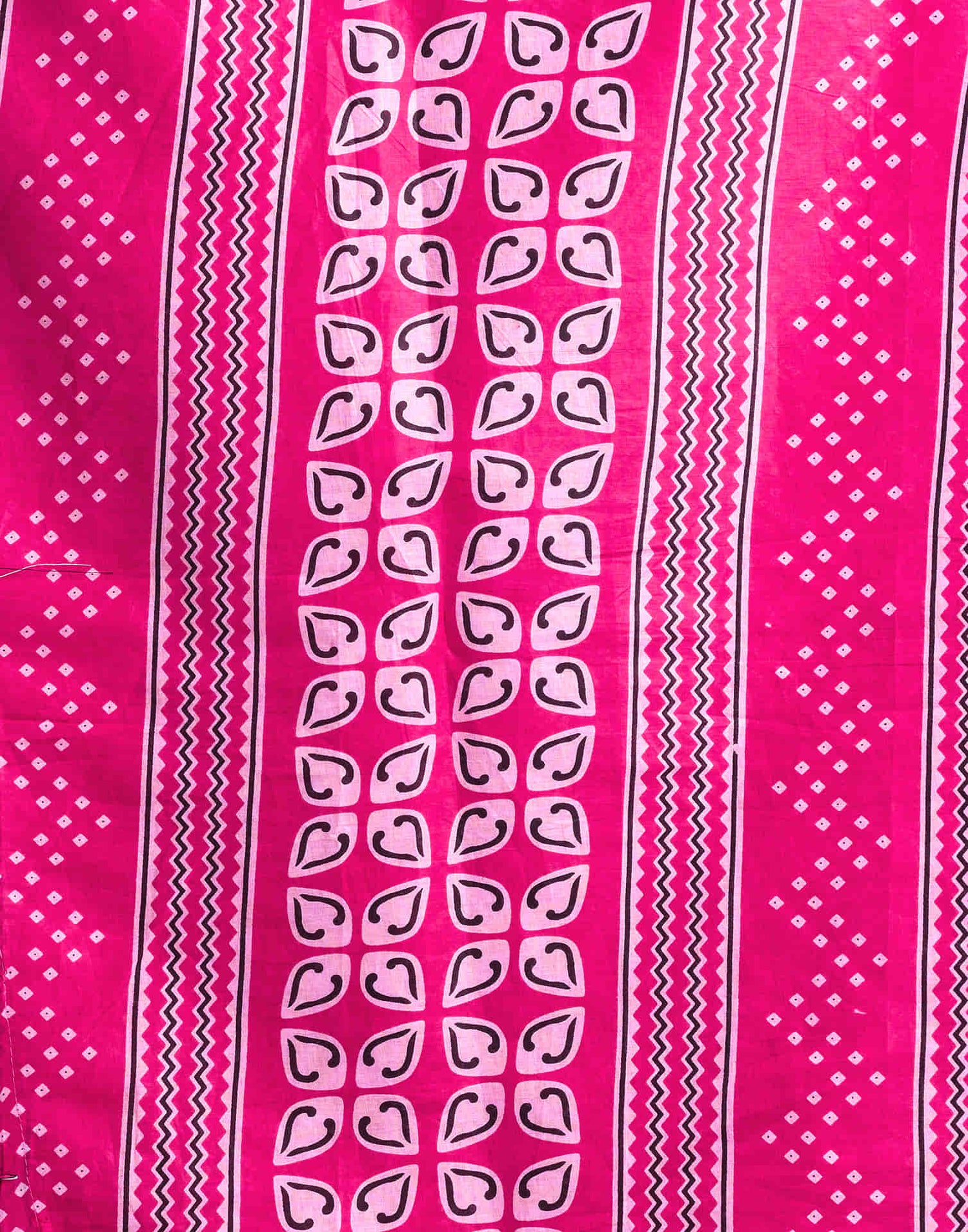 Pink Cotton Printed Bandhani Saree