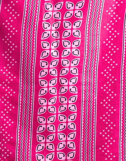 Pink Cotton Printed Bandhani Saree