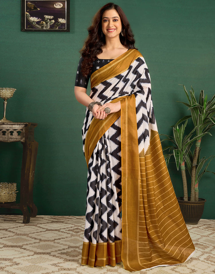 Multicoloured Cotton Printed Saree