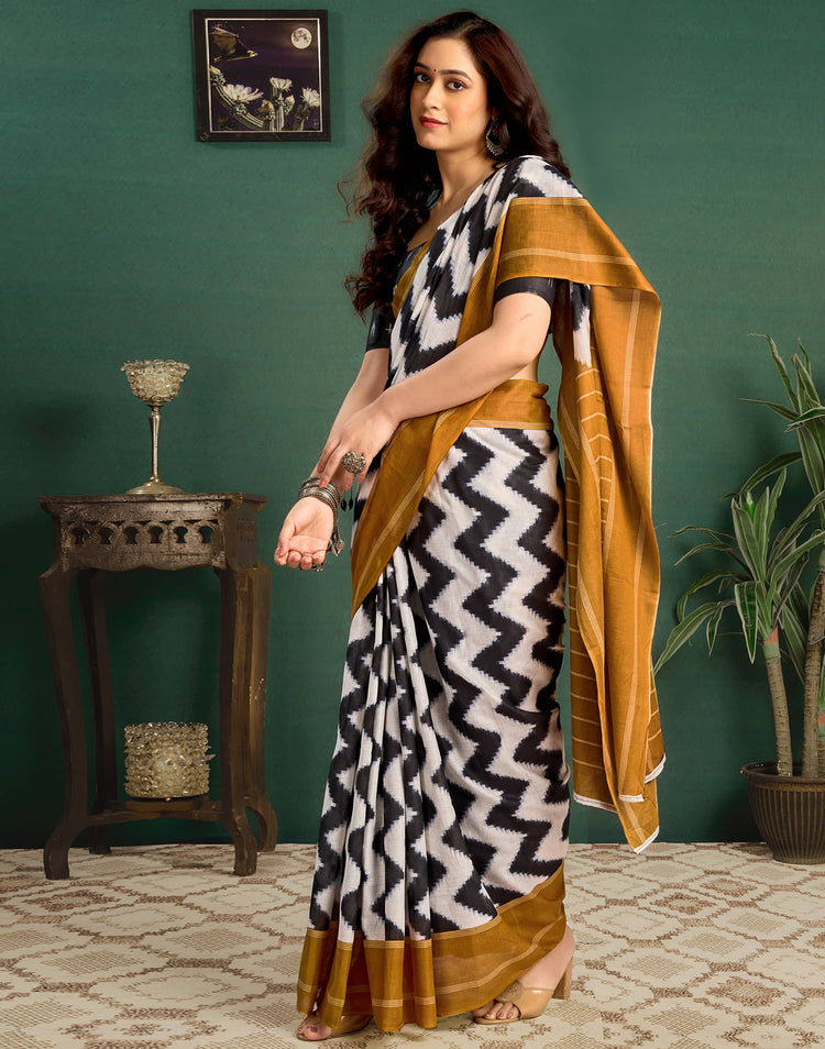 Multicoloured Cotton Printed Saree