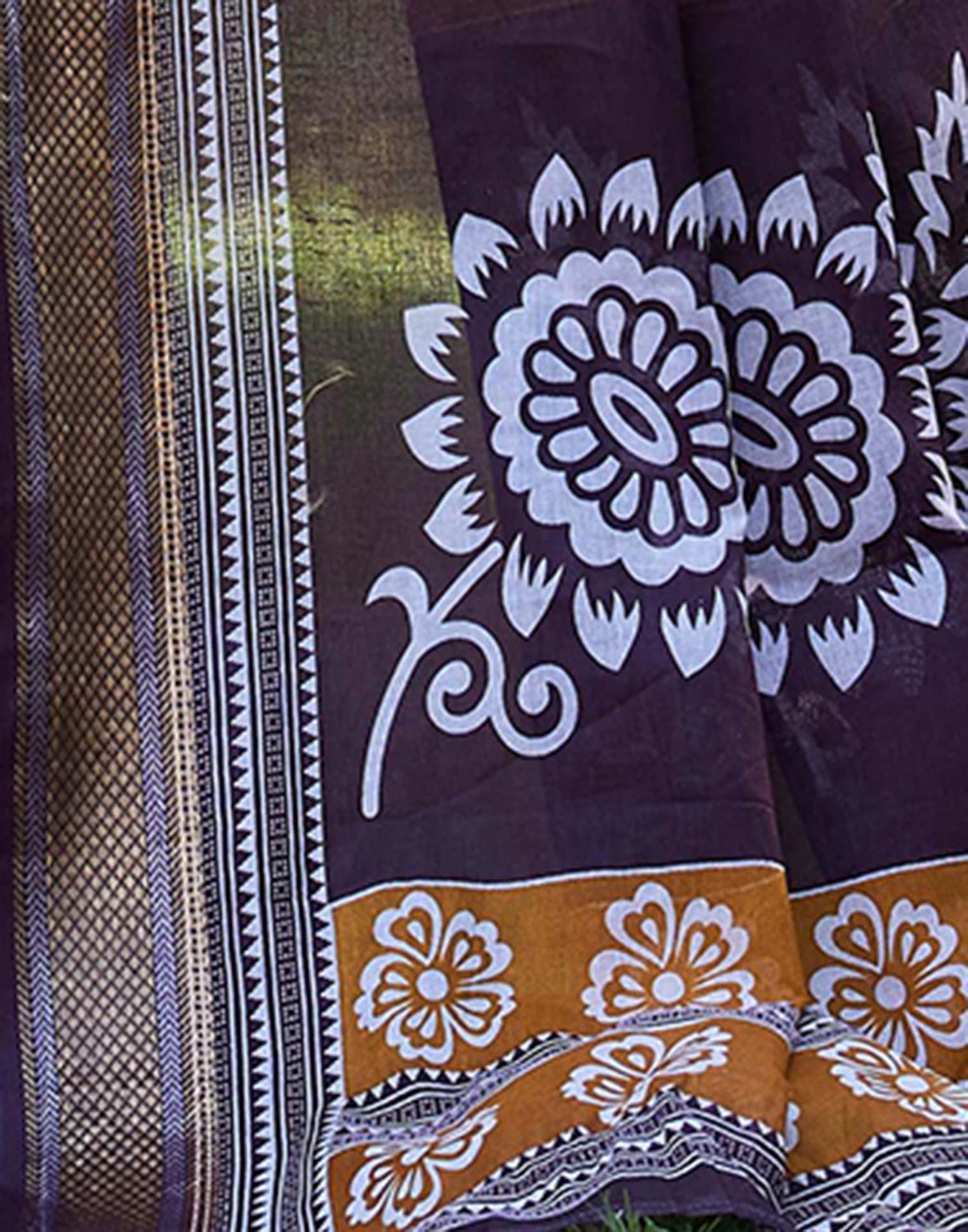 Mustard Yellow Cotton Printed Saree