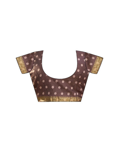 Brown Cotton Printed Saree