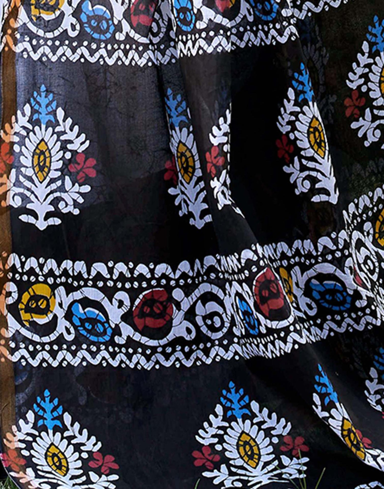 Black Cotton Printed Saree