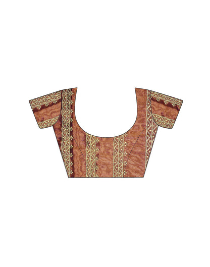 Dusty Orange Shimmer Sequence Embroidery Saree