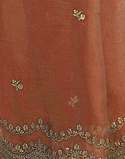 Dusty Orange Shimmer Sequence Embroidery Saree