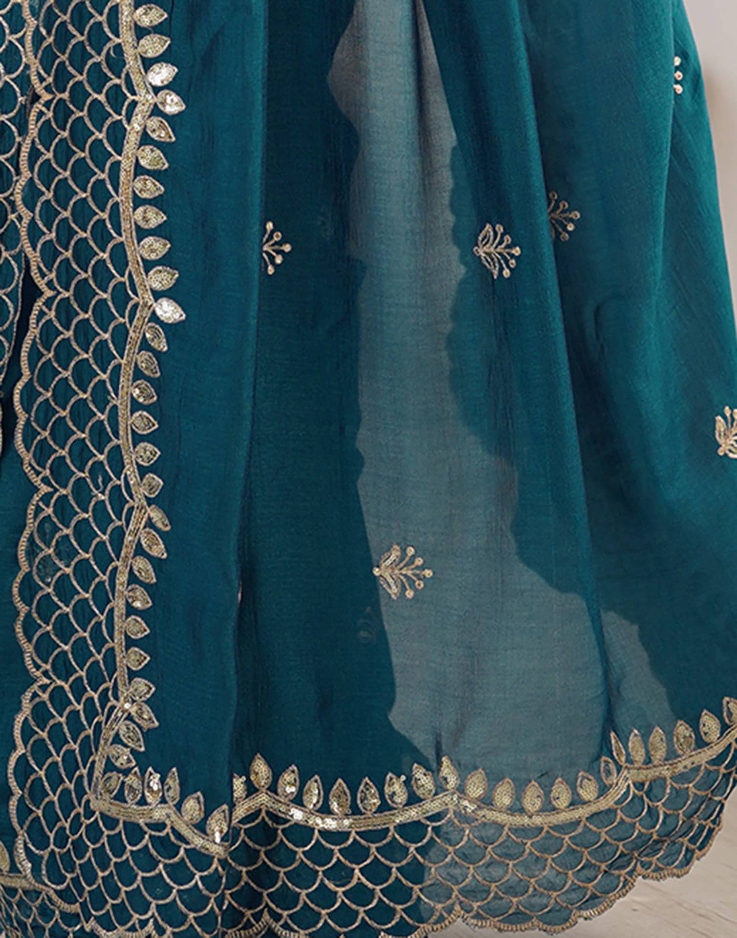 Rama Blue Silk Sequence Embroidery Saree