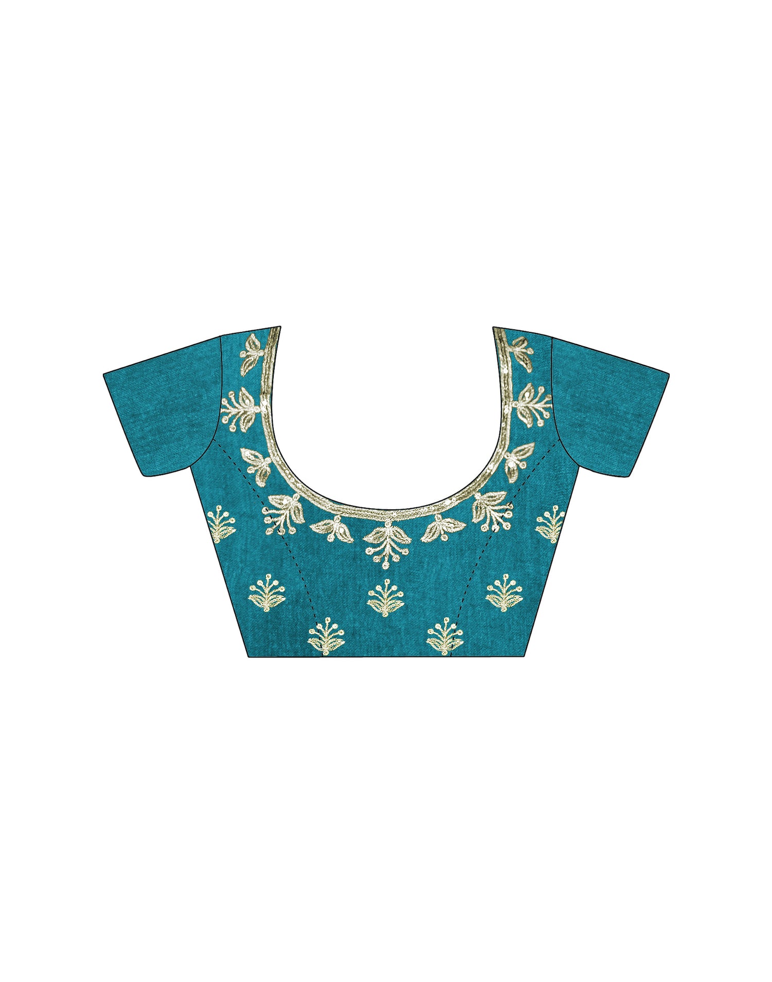 Rama Blue Silk Sequence Embroidery Saree