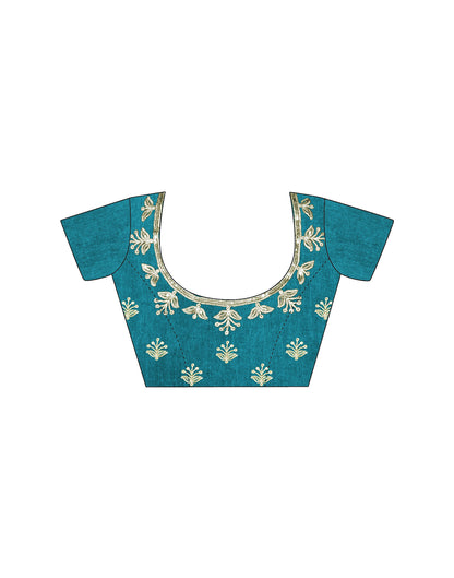 Rama Blue Silk Sequence Embroidery Saree