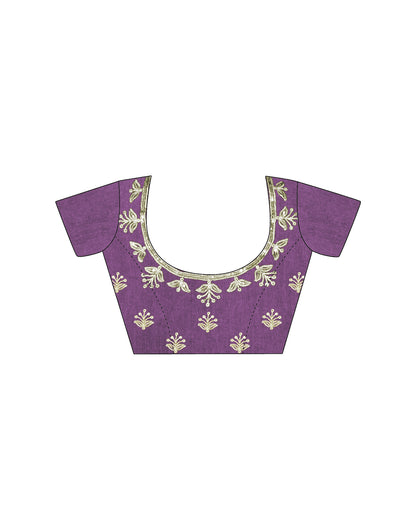 Purple Silk Sequence Embroidery Saree