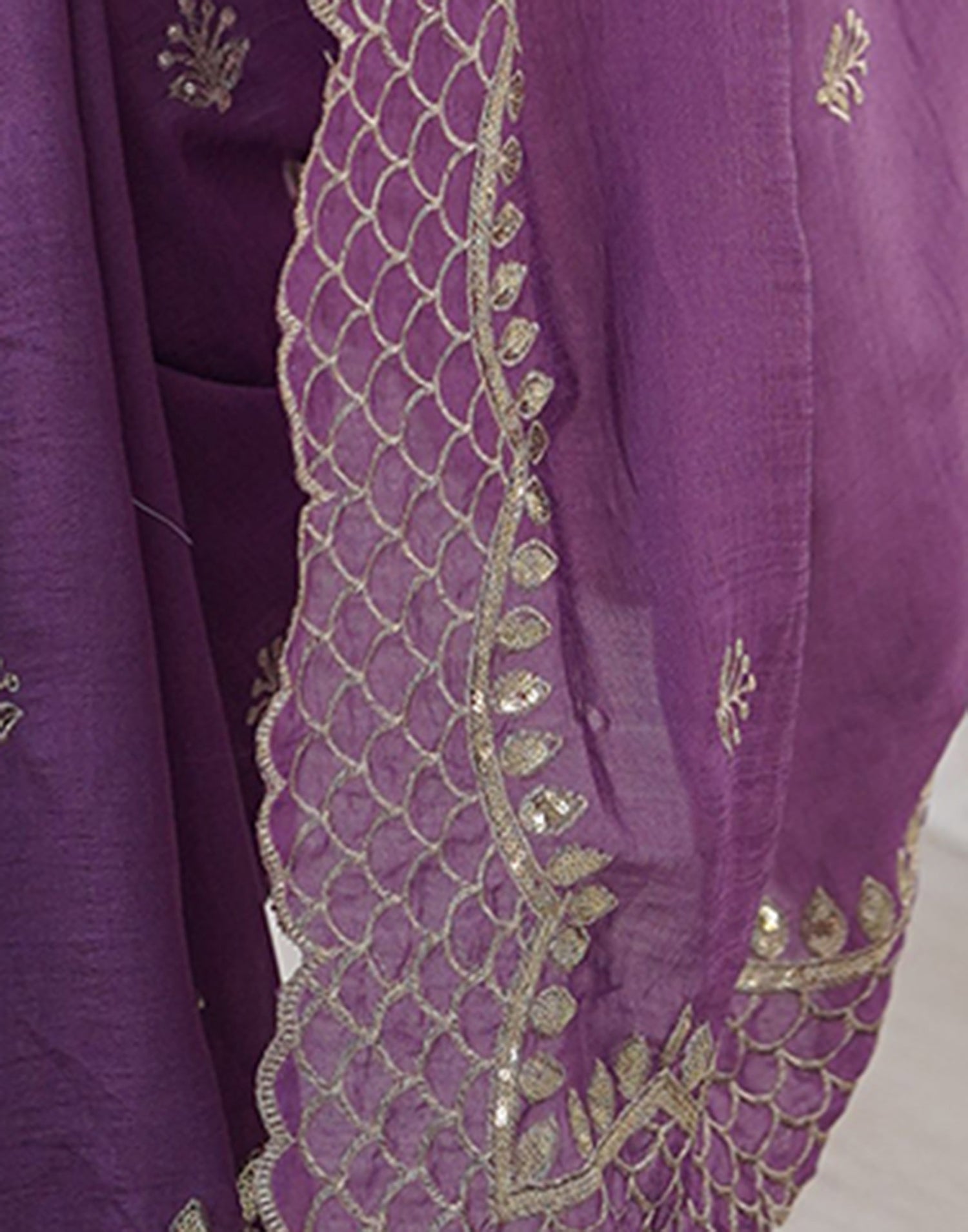 Purple Silk Sequence Embroidery Saree