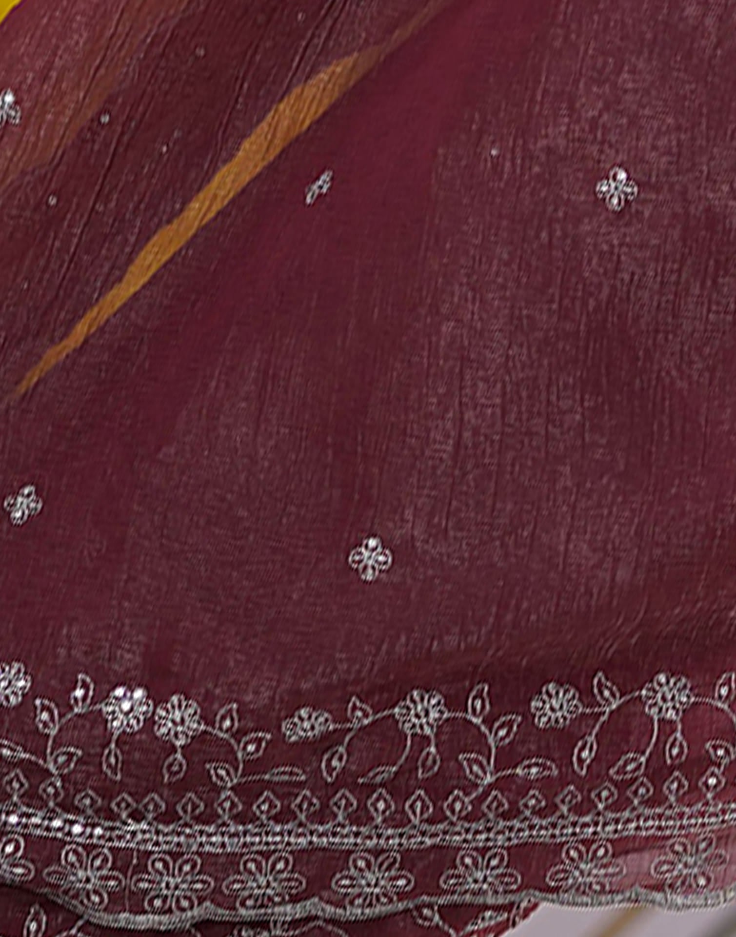 Dark Mauve Shimmer Sequence Embroidery Saree