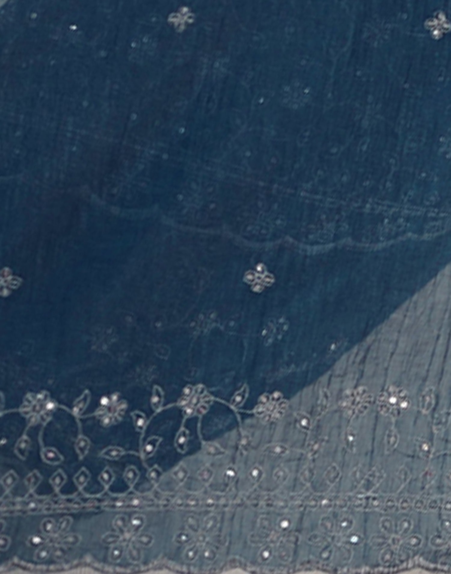 Rama Blue Shimmer Sequence Embroidery Saree