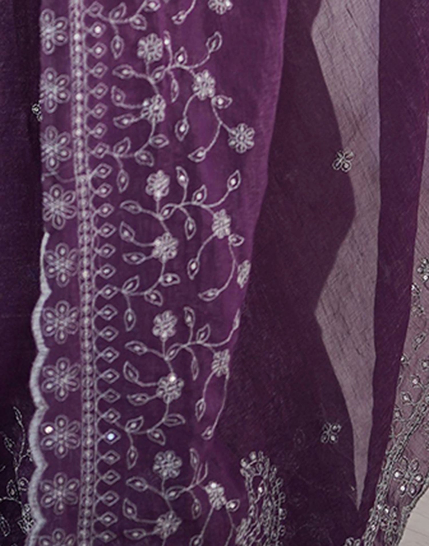 Purple Shimmer Sequence Embroidery Saree