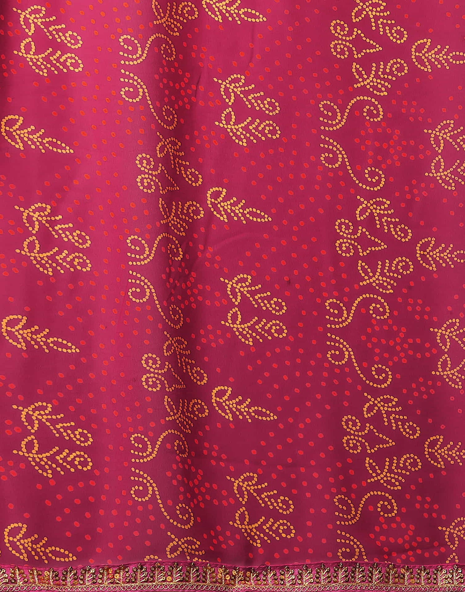Rani Pink Georgette Printed Bandhani Saree