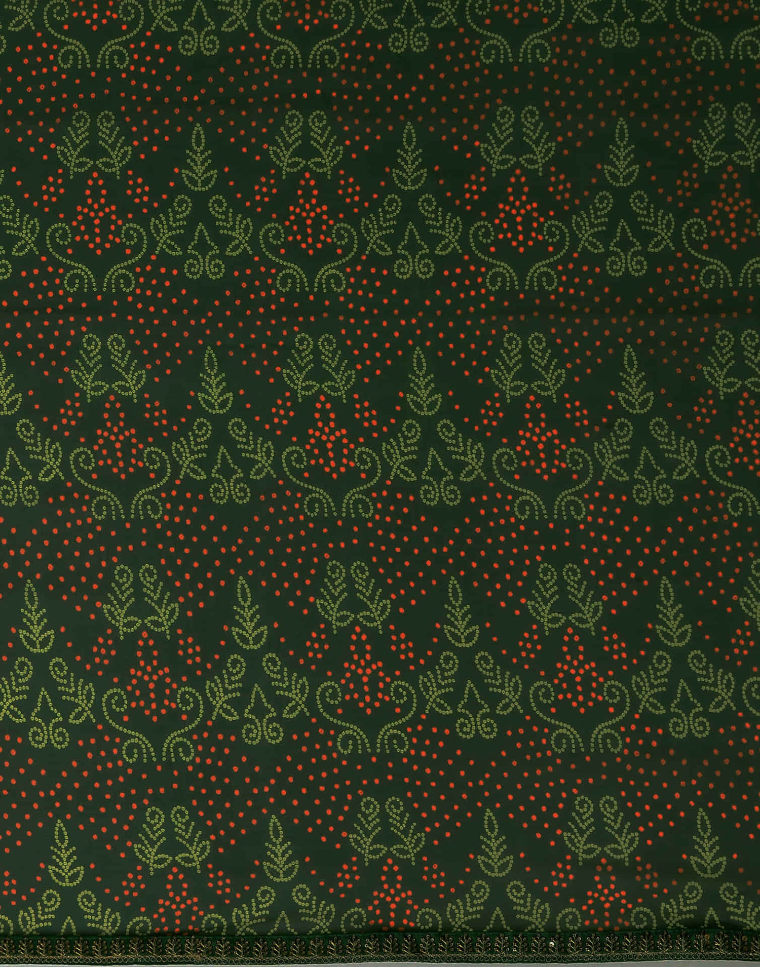 Dark Green Georgette Printed Bandhani Saree