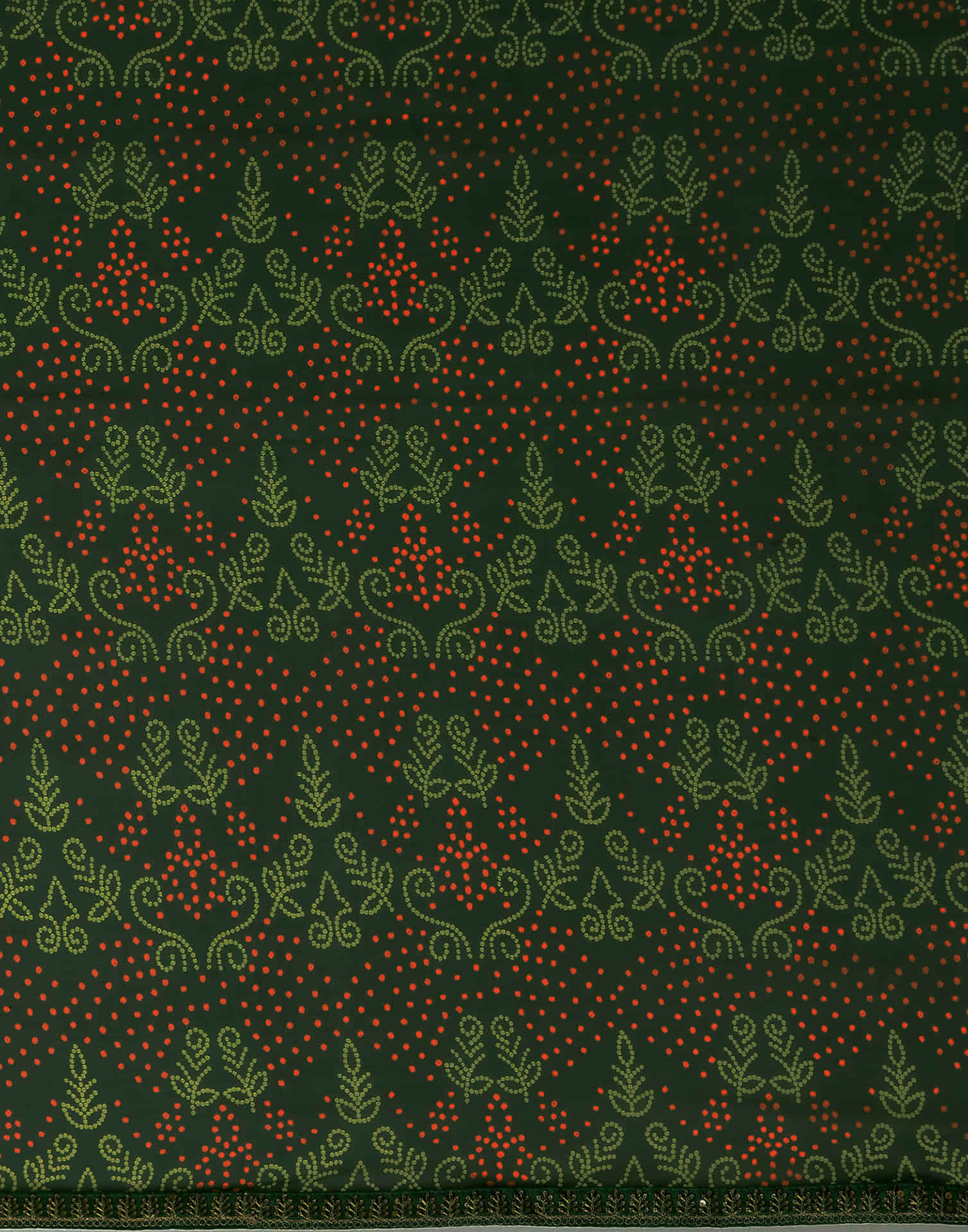Dark Green Georgette Printed Bandhani Saree