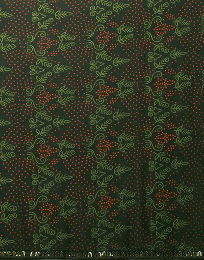 Dark Green Georgette Printed Bandhani Saree