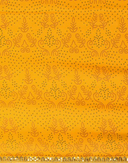 Yellow Georgette Printed Bandhani Saree