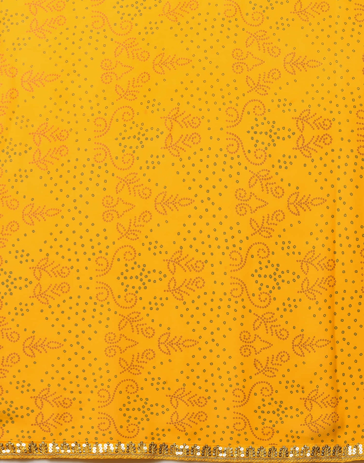 Yellow Georgette Printed Bandhani Saree