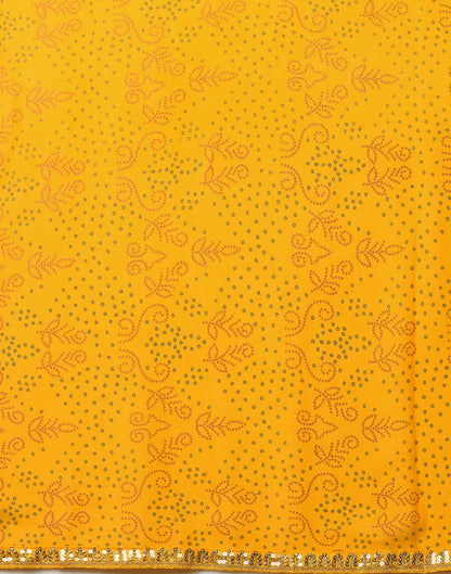 Yellow Georgette Printed Bandhani Saree