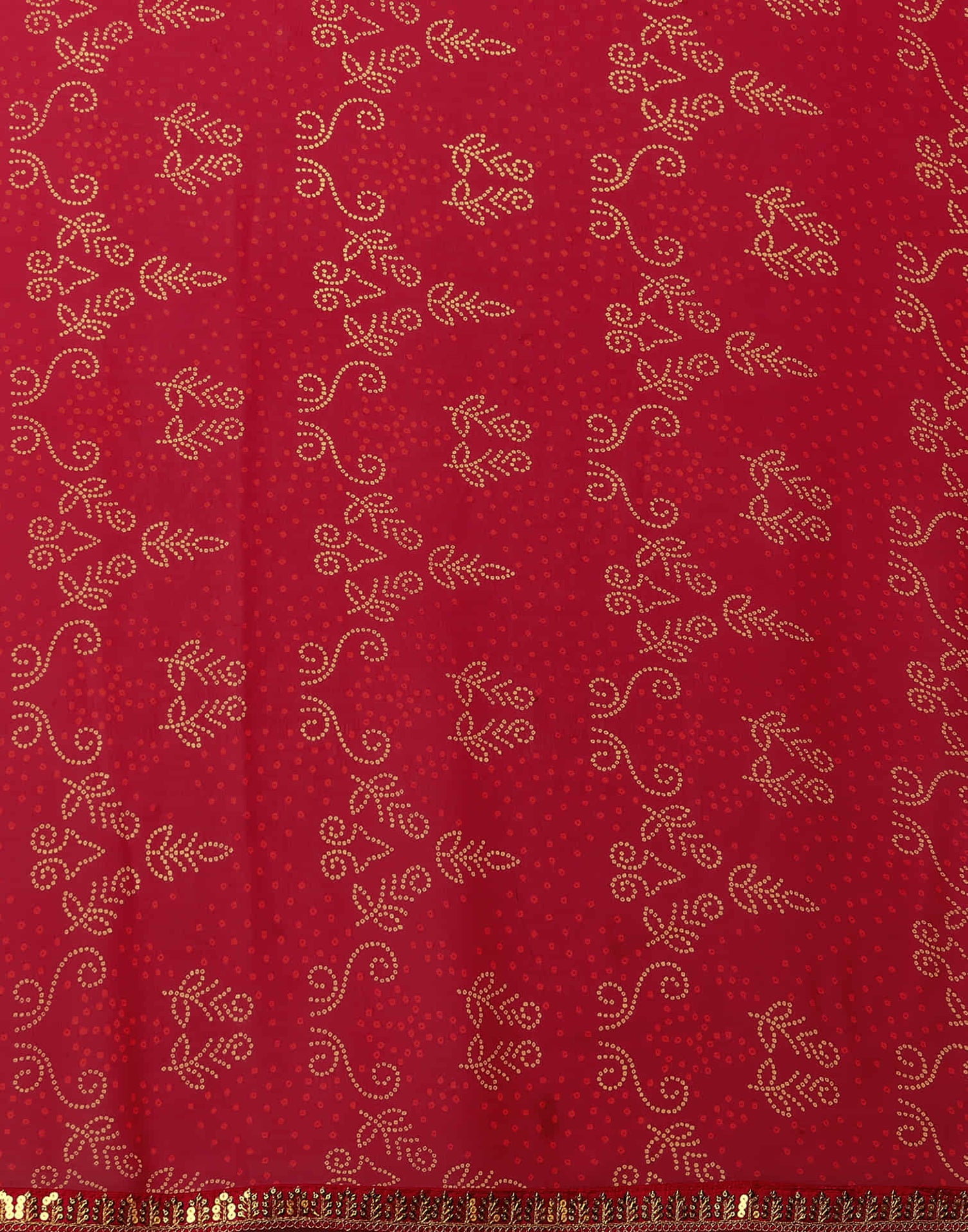 Red Georgette Printed Bandhani Saree