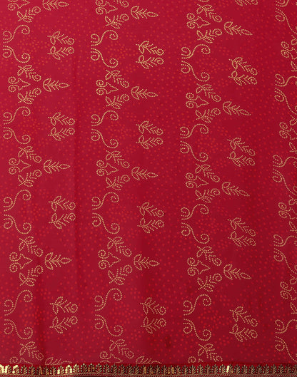 Red Georgette Printed Bandhani Saree