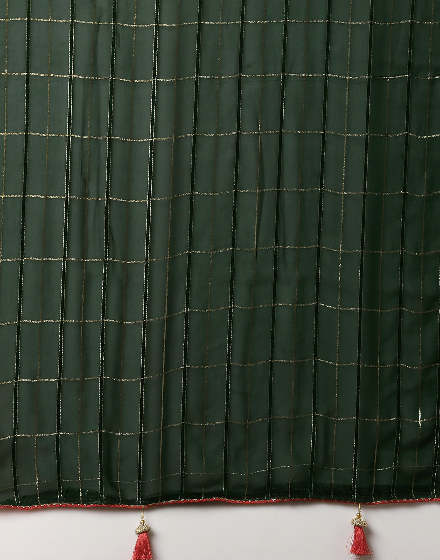 Dark Green Georgette Zari Woven Saree