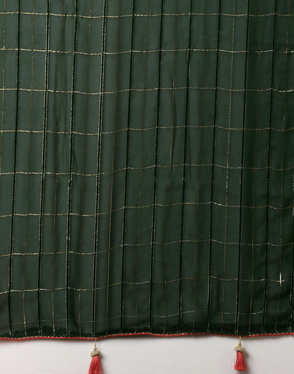 Dark Green Georgette Zari Woven Saree
