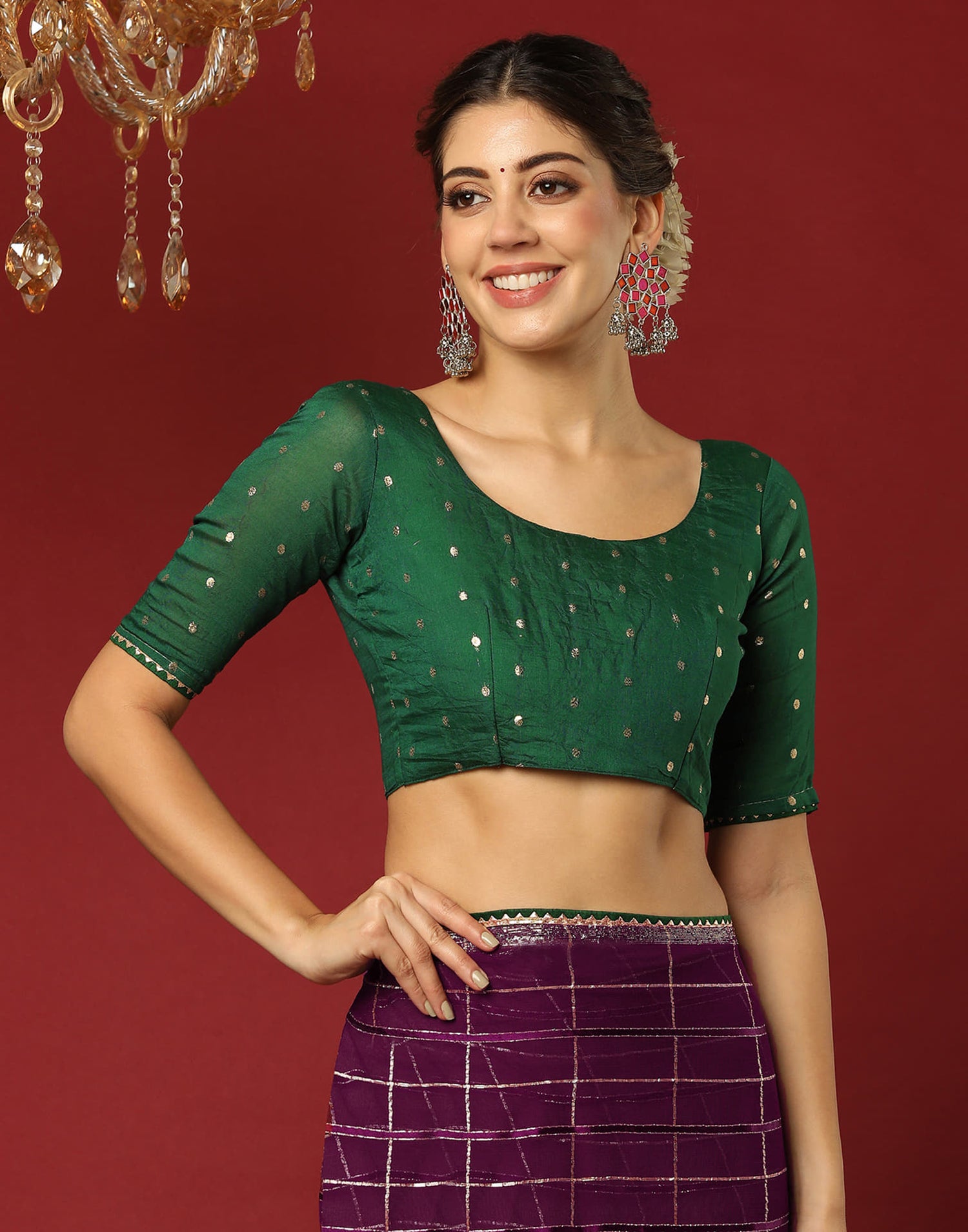 Dark Purple Georgette Zari Woven Saree