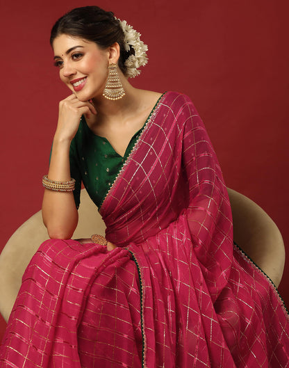 Dark Pink Georgette Zari Woven Saree