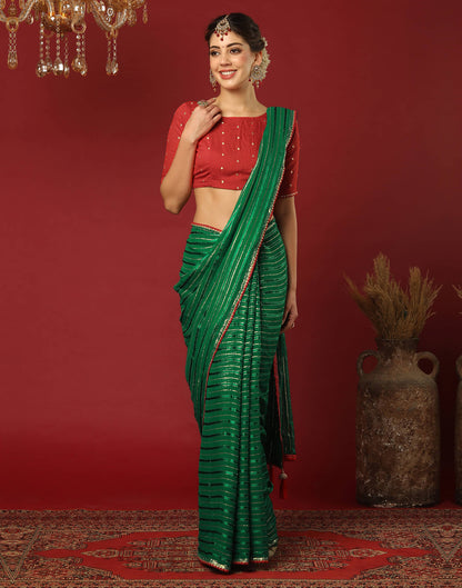 Green Georgette Zari Woven Saree