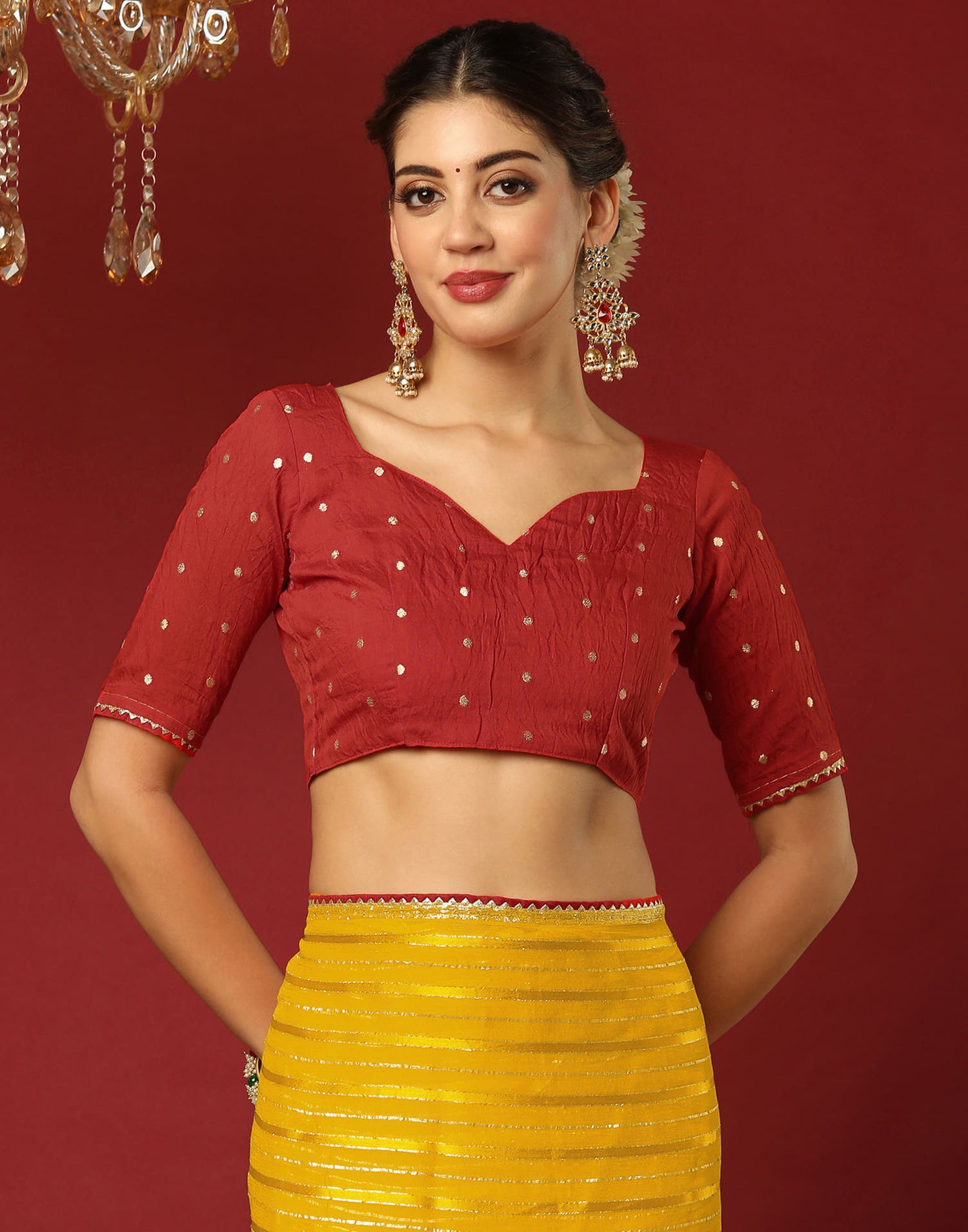 Yellow Georgette Zari Woven Saree