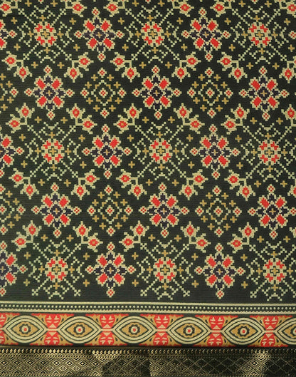 Dark Green Georgette Printed Patola Saree