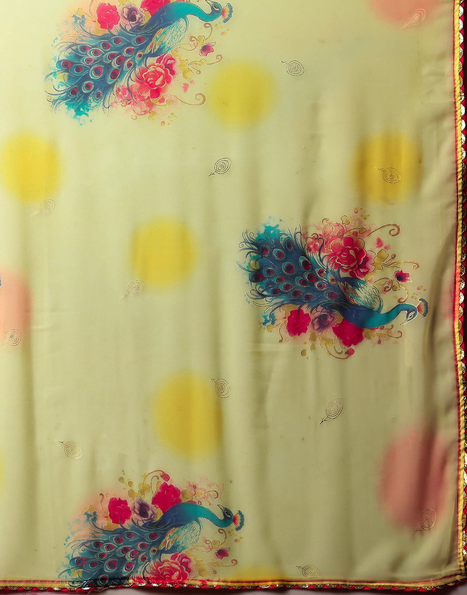 Light Yellow Georgette Printed Saree
