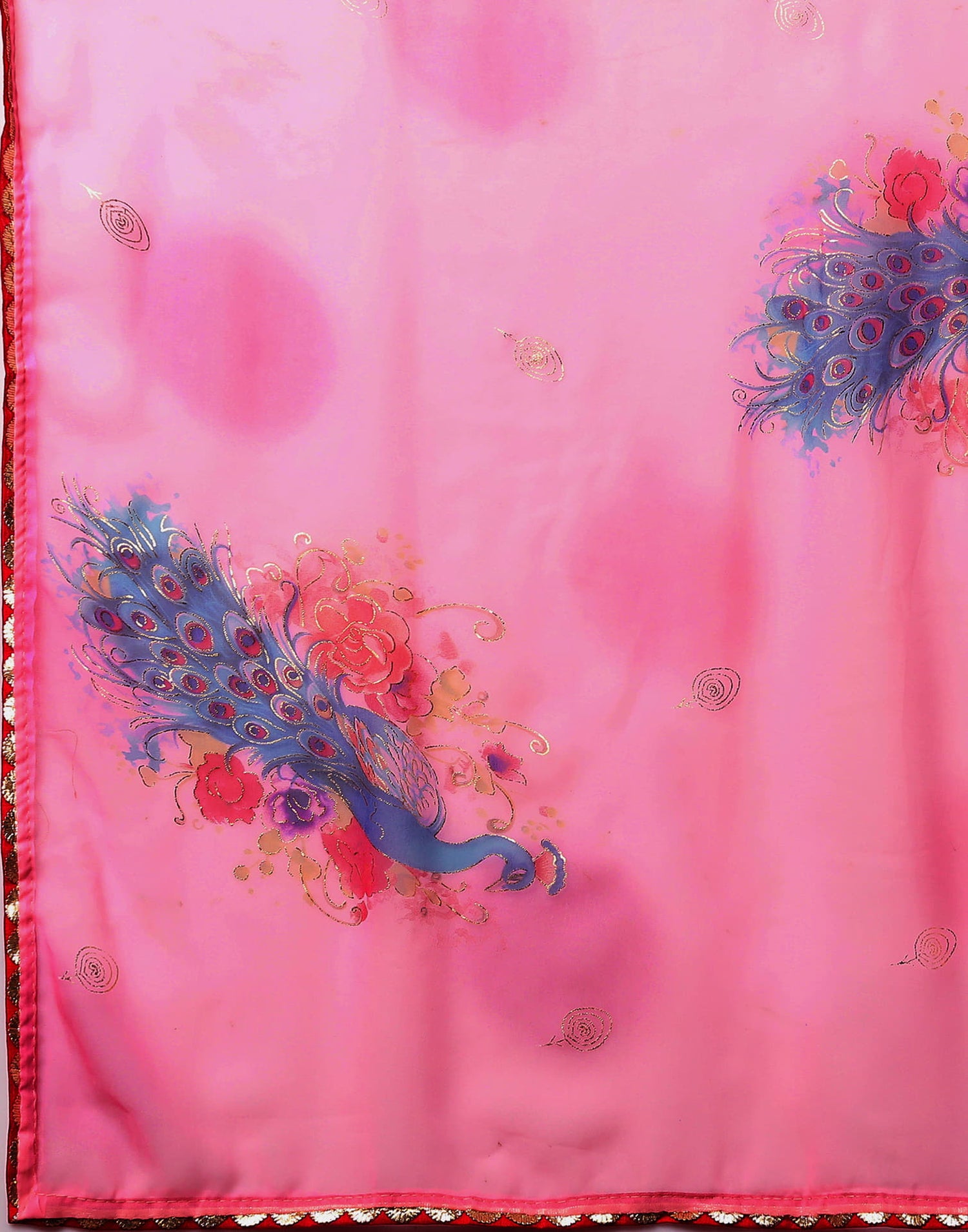 Pink Georgette Printed Saree