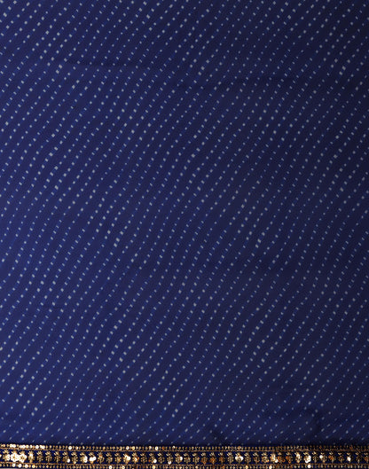 Dark Blue Georgette Printed Leheriya Saree