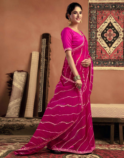 Magenta Georgette Laheriya Printed Saree