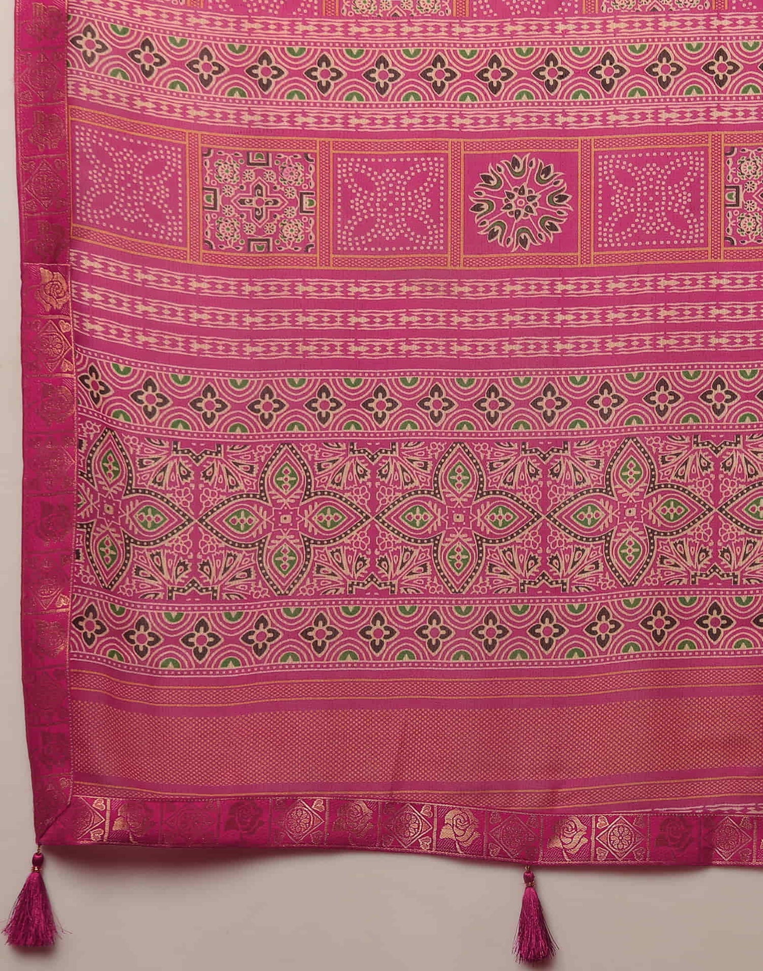 Rani Pink Georgette Printed Bandhani Saree