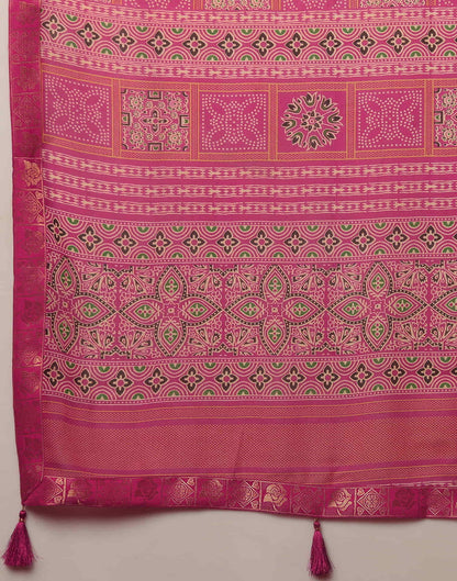 Rani Pink Georgette Printed Bandhani Saree