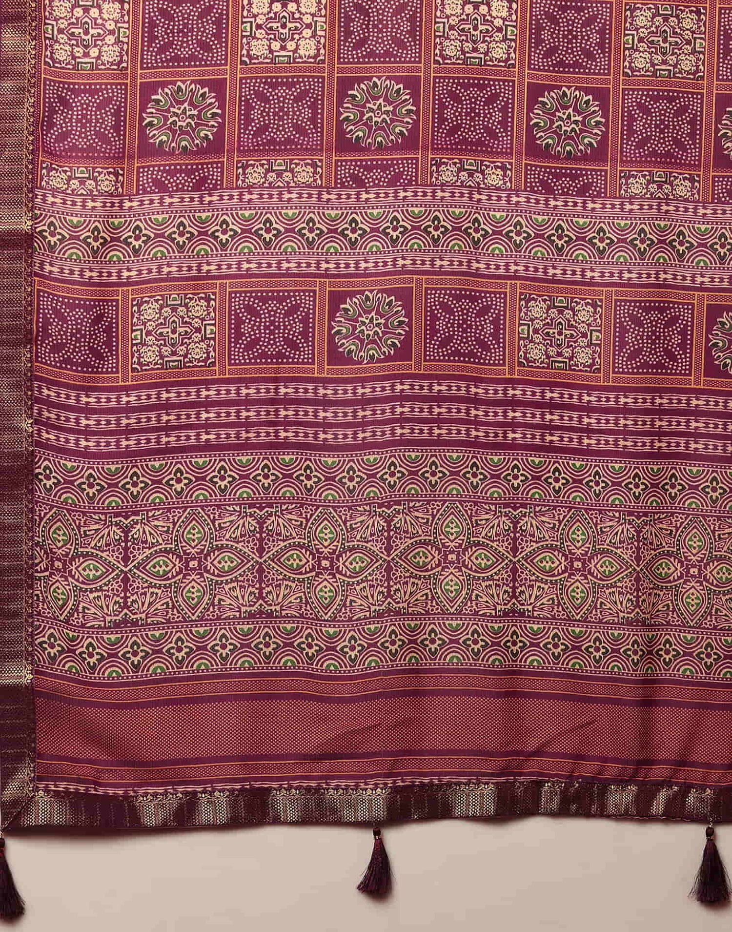 Wine Georgette Printed Bandhani Saree