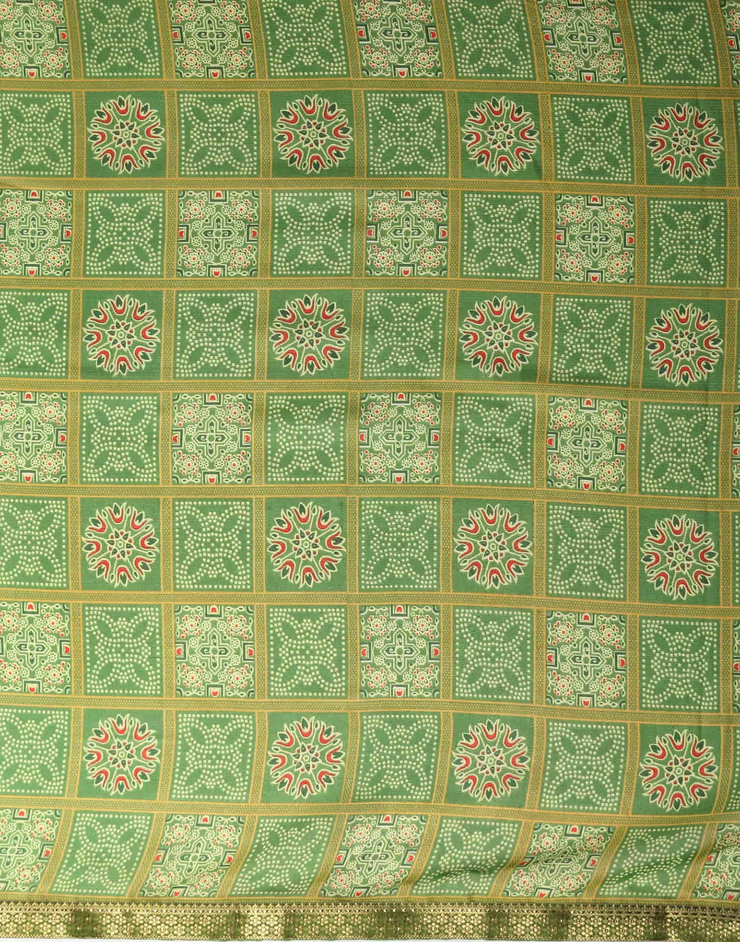Green Georgette Printed Bandhani Saree