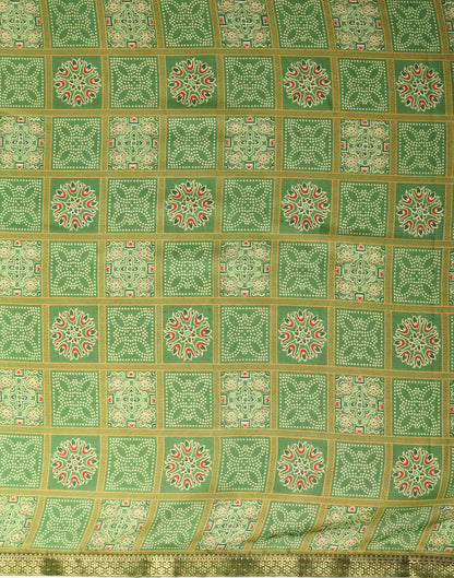 Green Georgette Printed Bandhani Saree