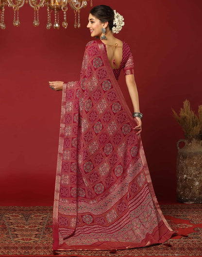 Red Georgette Printed Bandhani Saree