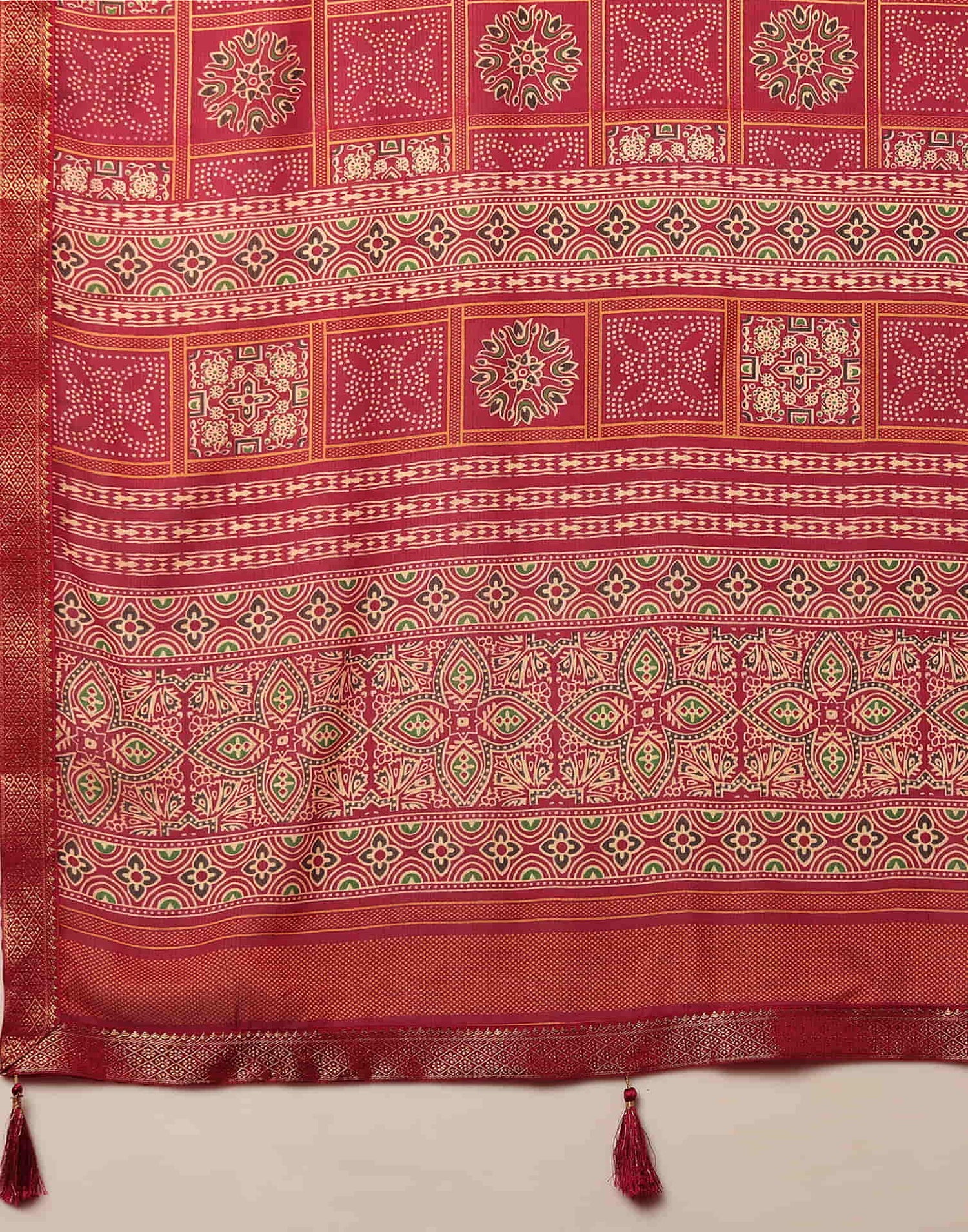 Red Georgette Printed Bandhani Saree