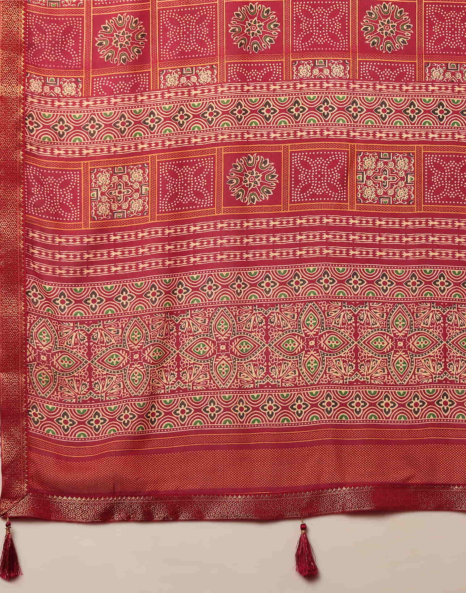 Red Georgette Printed Bandhani Saree