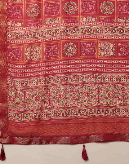 Red Georgette Printed Bandhani Saree