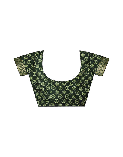 Dark Green Georgette Printed Bandhani Saree